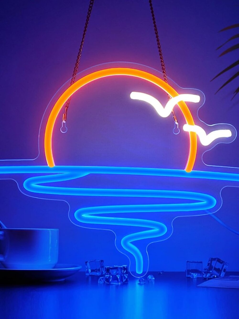 Sunset Sunrise Neon Sign for Wall Decor Dimmable LED Neon Light Sign for Beach B